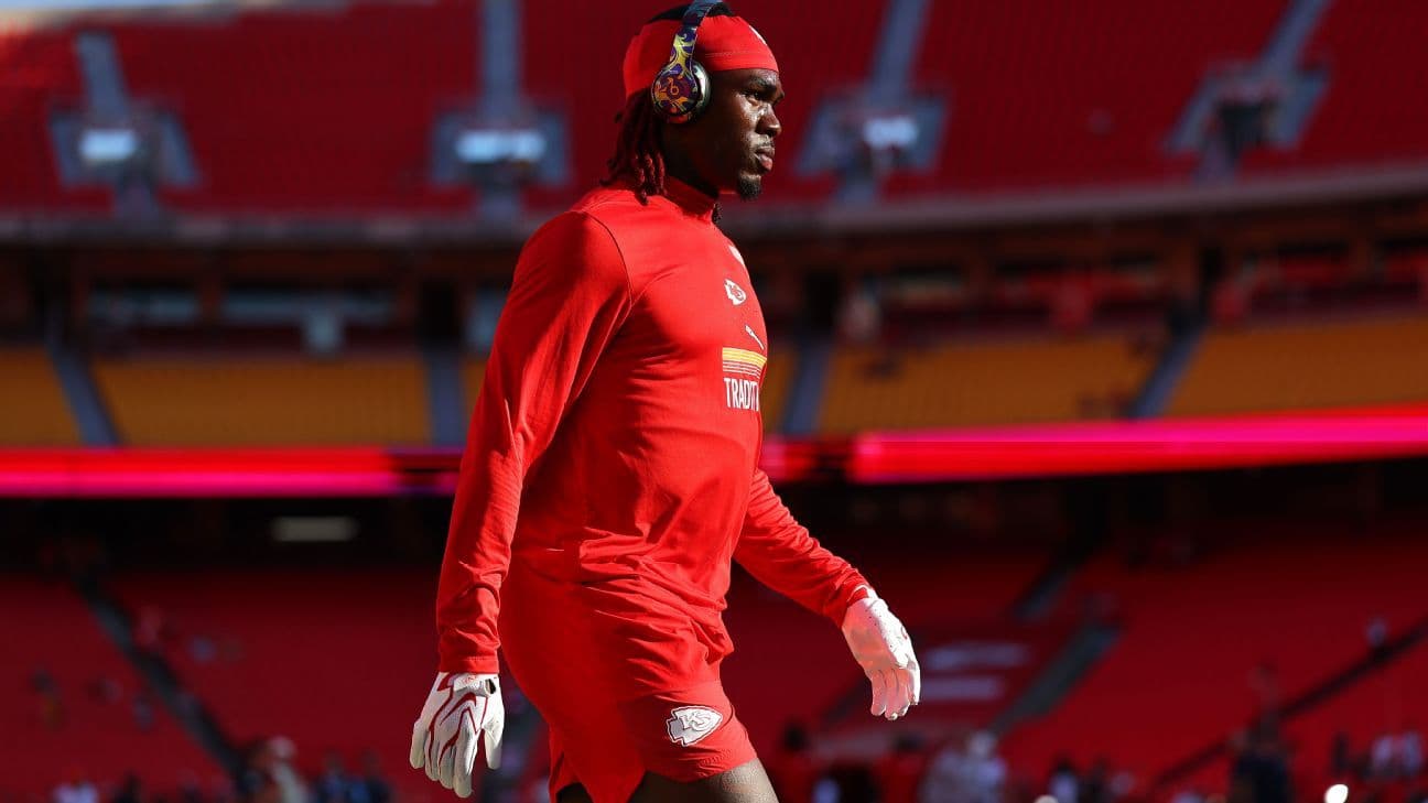 Rashee Rice, WR Chiefs, no jugará vs. Chargers por lesión