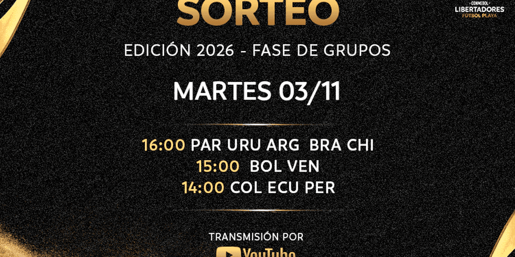 La CONMEBOL Libertadores Fútbol Playa 2026 conocerá sus grupos el 3 de noviembre | CONMEBOL Libertadores